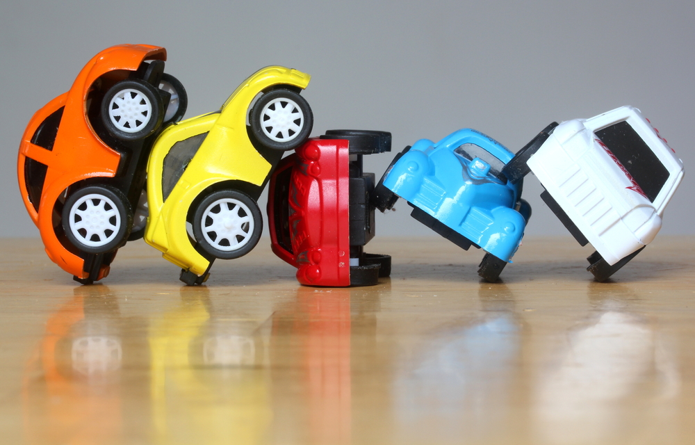 Car Accident concept image with colorful miniature cars