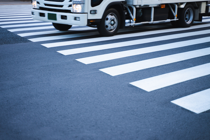 crosswalk with truck crossing the road - san luis obispo semi truck accident lawyer
