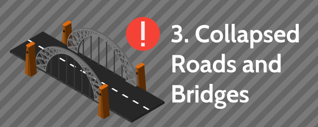 3. Collapsed Roads and Bridges